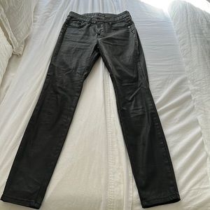 Massimo Dutti waxed black jeans